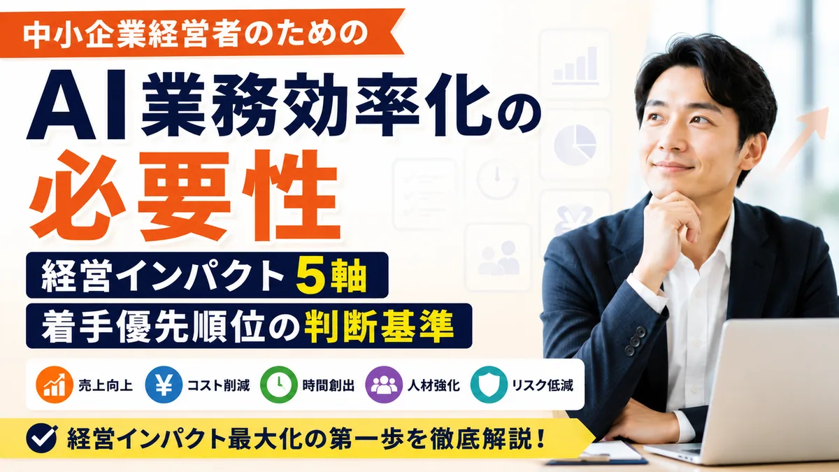 【2026年8月版】中小企業経営者のためのAI業務効率化の必要性｜経営インパクト5軸と着手優先順位の判断基準を徹底解説