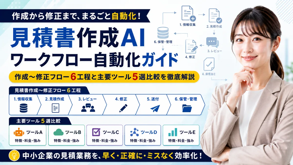 【2026年8月版】見積書作成AIワークフロー自動化ガイド｜作成〜修正フロー6工程と主要ツール5選比較を徹底解説