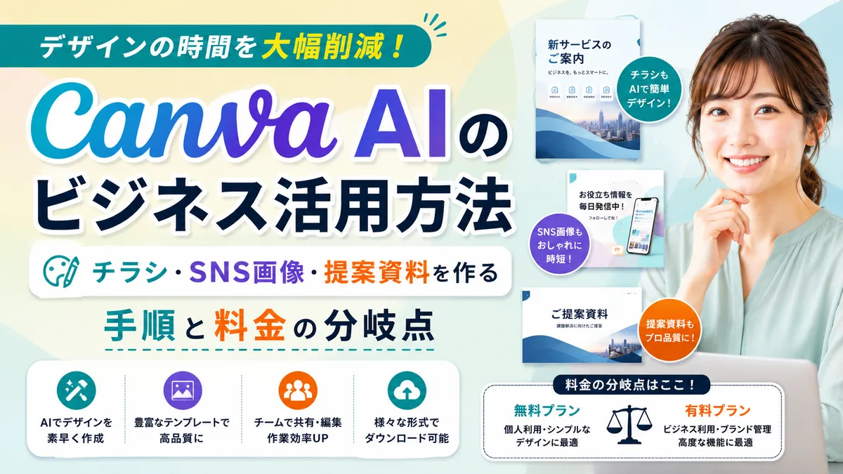 【2026年7月版】Canva AIビジネス活用｜厳選5用途と料金・無料/Pro切替時期を徹底解説