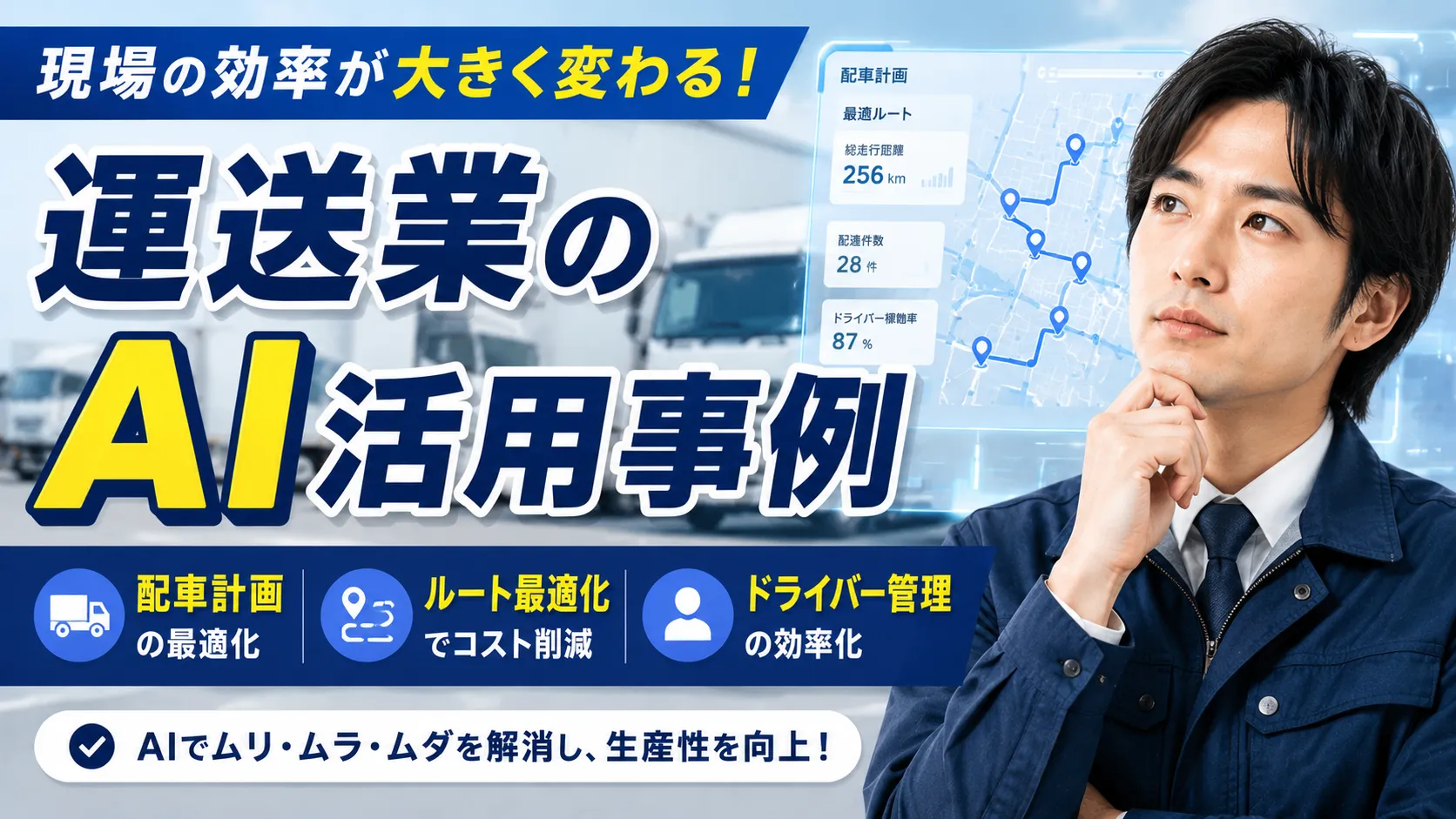 運送業のAI活用事例｜配車計画・ルート最適化・ドライバー管理の効率化