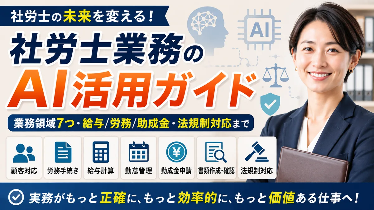 【2026年8月版】社労士業務のAI活用ガイド｜業務領域7つ・給与/労務/助成金・法規制対応まで徹底解説